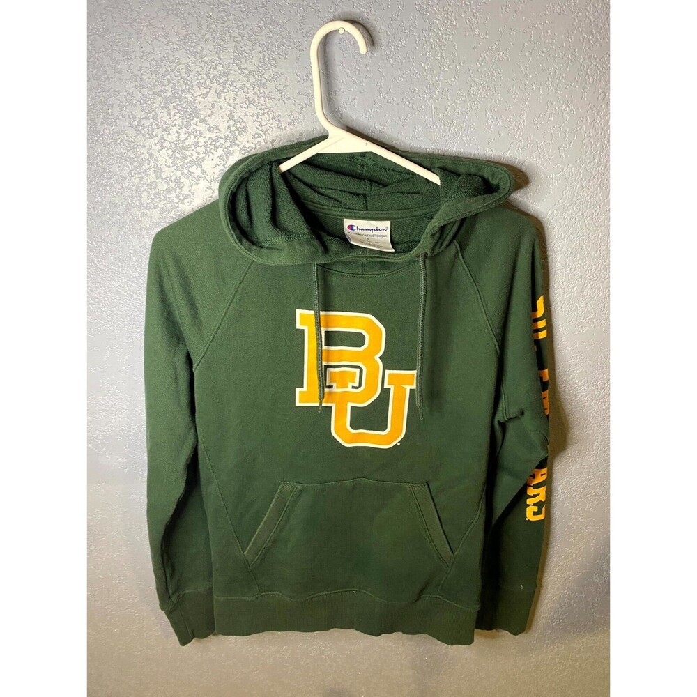 Baylor Bears Hoodie Adult Small Green Champion Sewn Sweatshirt Pullover Sweater
